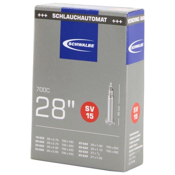 Schwalbe - 28'' Schlauch Nr. 15 18/28-622/630 - Fahrradschlauch Gr 27/28'' x 0,75-1,10'' - 18/28-622/630 schwarz
