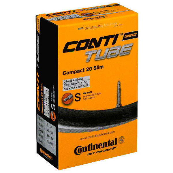 Continental - Compact Tube Slim 20' RE (28-406 - 32-451) - Fahrradschlauch Gr 20'' x 1,125'' - 1,25'' - 28-406 - 32-451 schwarz