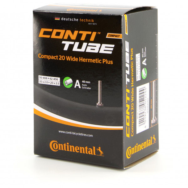 Continental - Compact Tube Wide Hermetic Plus 20'(50/62-406) - Fahrradschlauch Gr 20'' x 1,9'' - 2,5'' - 50-406 - 62-406 schwarz