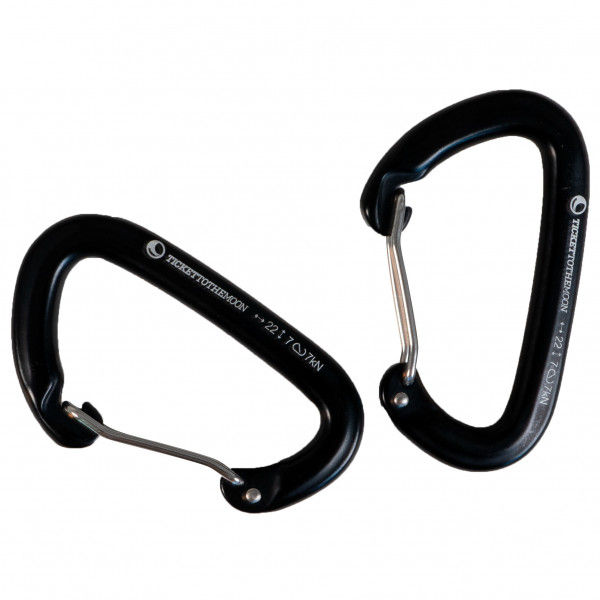 Ticket to the Moon - Pair of Aluminium AL-7075 High Strength Carabiners - Hängemattenaufhängung schwarz