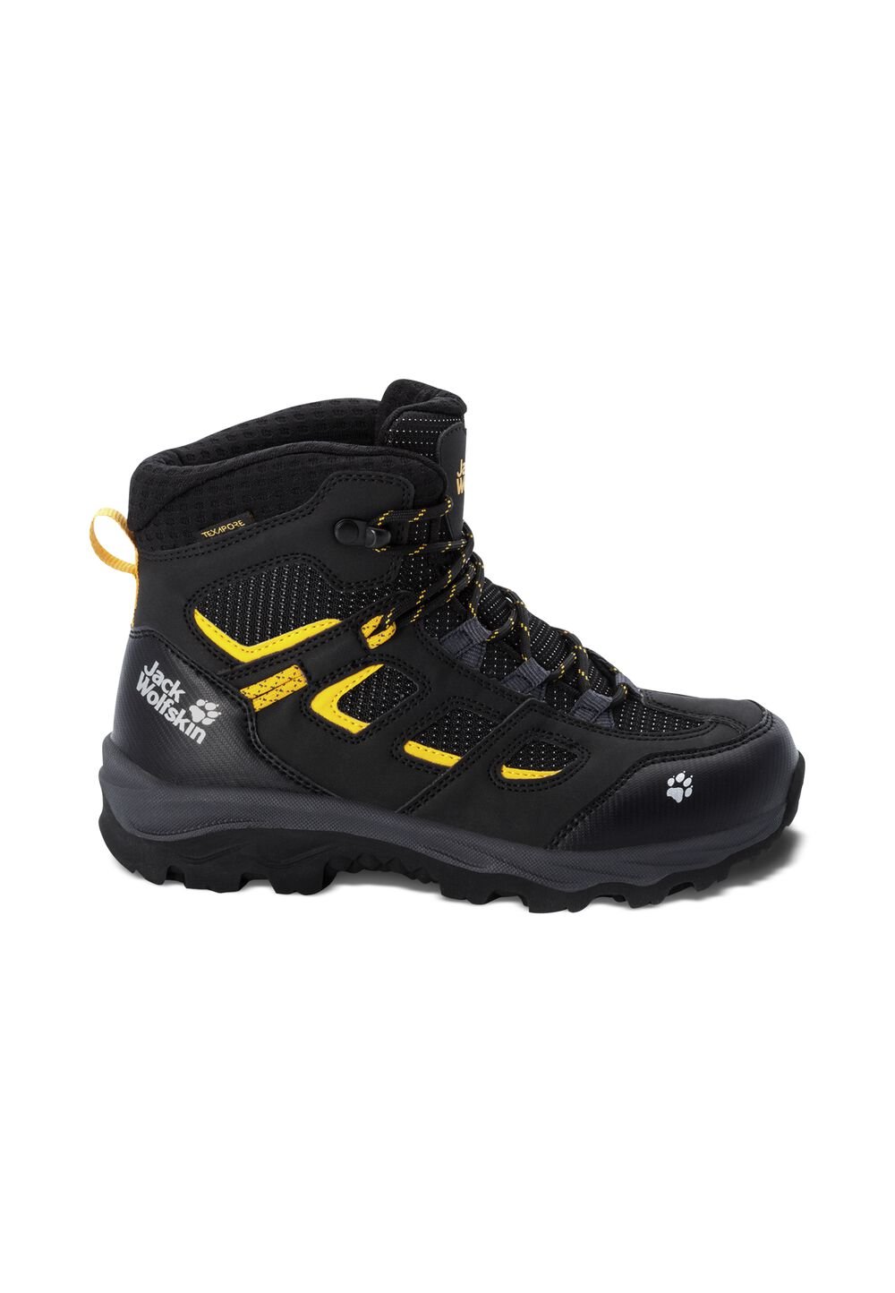 Jack Wolfskin Vojo Texapore Mid Kids Wasserdichte Kinder Wanderschuhe 29 schwarz black / burly yellow