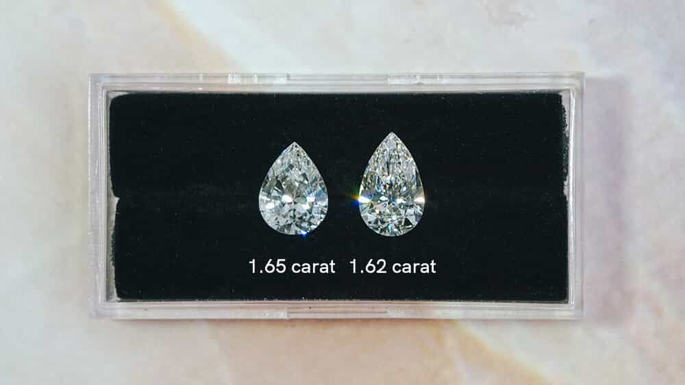 pear shaped diamond ring different carats