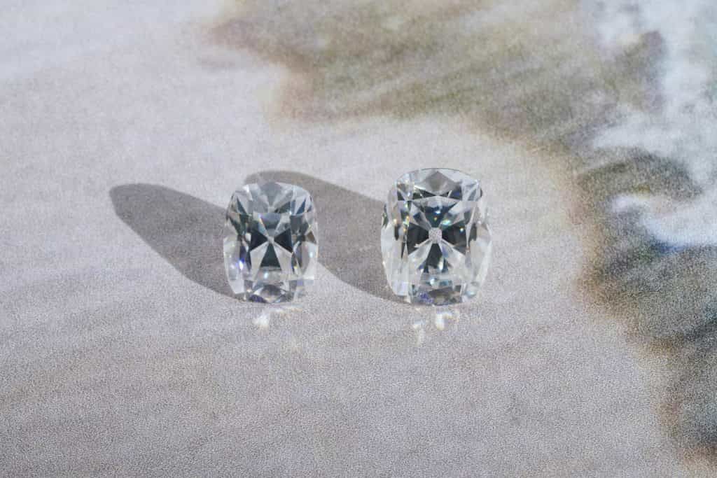 9x7 and 8x6 cushion cut moissanite