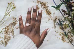 custom cut moissanite engagement ring