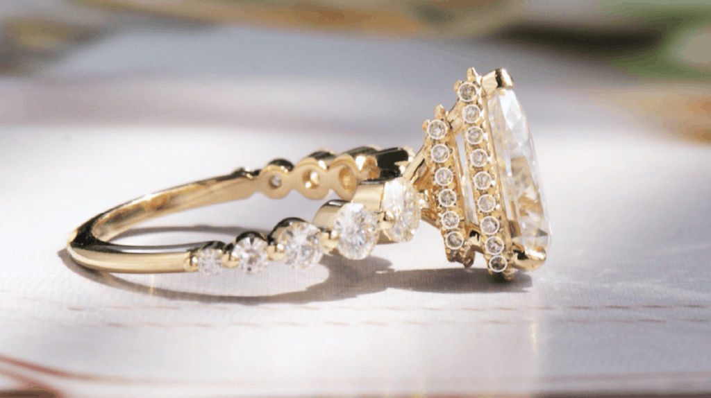 hidden halo engagement ring with double hidden halo