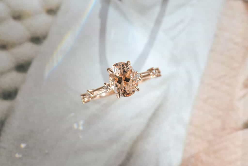 Peach color oval morganite