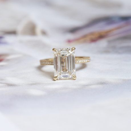 emerald cut yellow gold engagement ring