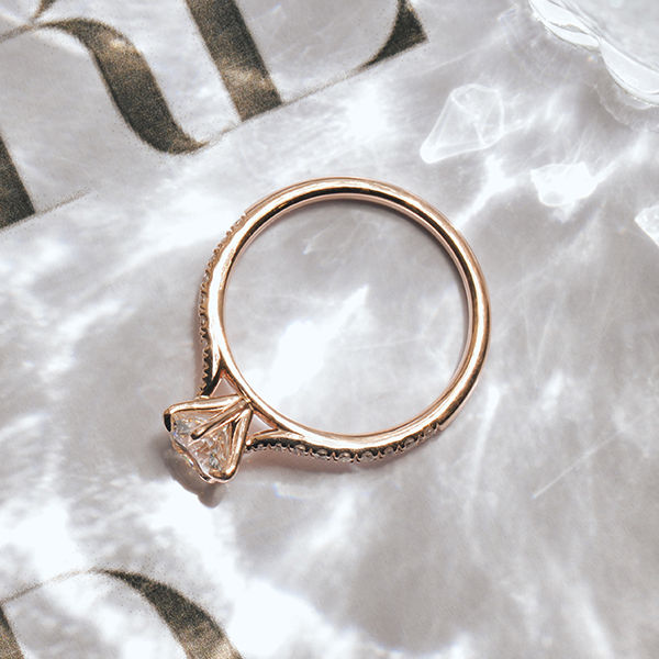 Round 5-Prong Engagement Ring With Pavé-profile