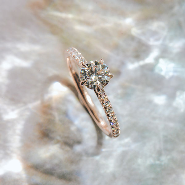 Round 5-Prong Engagement Ring With Pavé-side