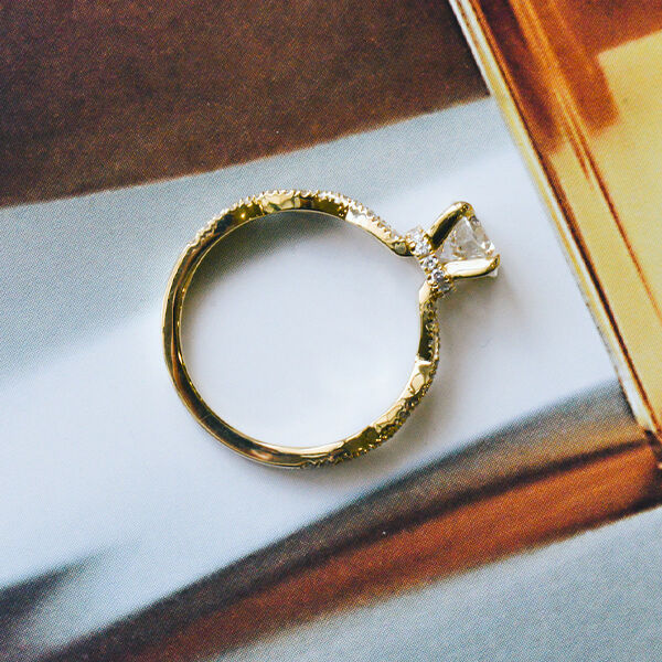 Round 4-Prong Engagement Ring With Pavé Twist Band-profile