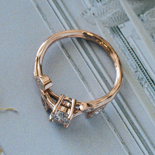 Nature Inspired Round Engagement Ring-profile