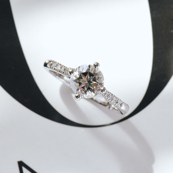 Round Compass Set Pavé Engagement Ring-top