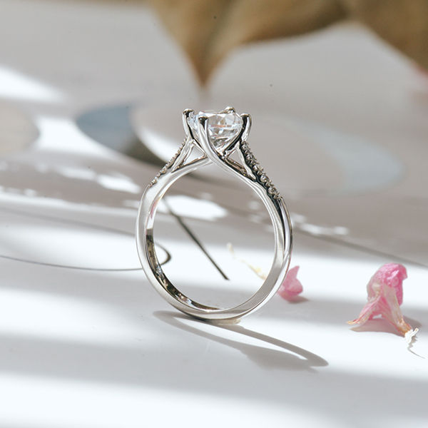 Round Compass Set Pavé Engagement Ring-profile