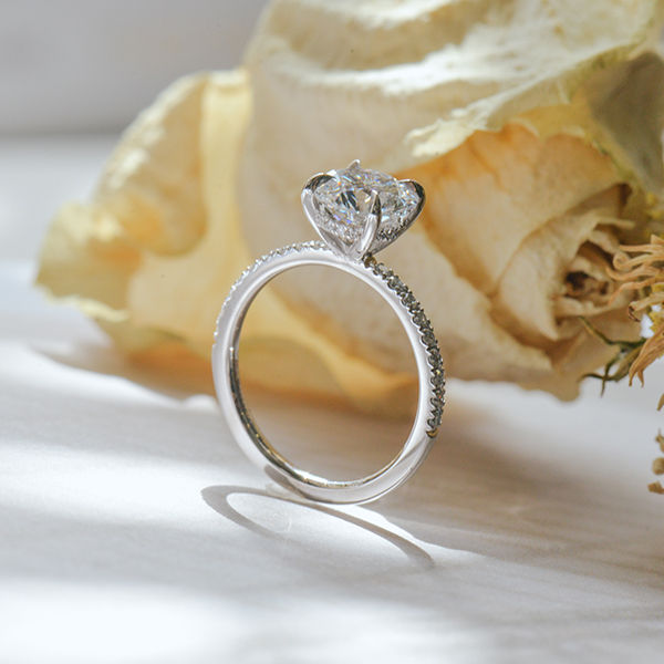 Round Engagement Ring With Pavé Band-profile