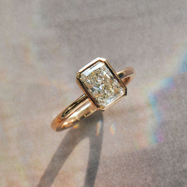 Radient Bezel Set Engagement Ring-top