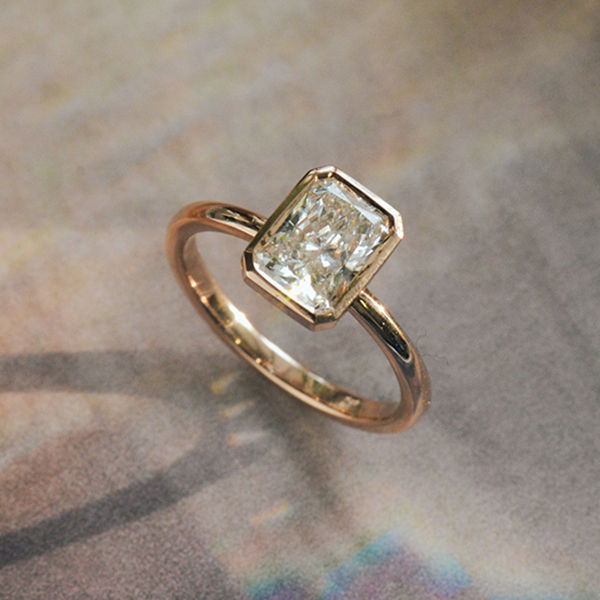 Radient Bezel Set Engagement Ring-side