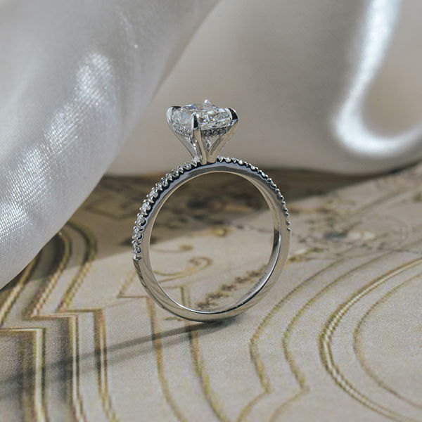 Radiant Pavé Engagement Ring With Hidden Halo-profile