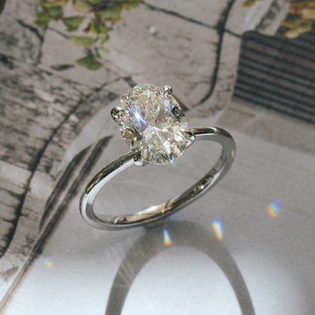 Oval Solitaire Engagement Ring With Hidden Halo-profile