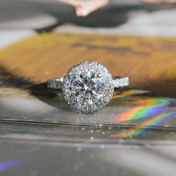 Double Halo Round Engagement Ring-top