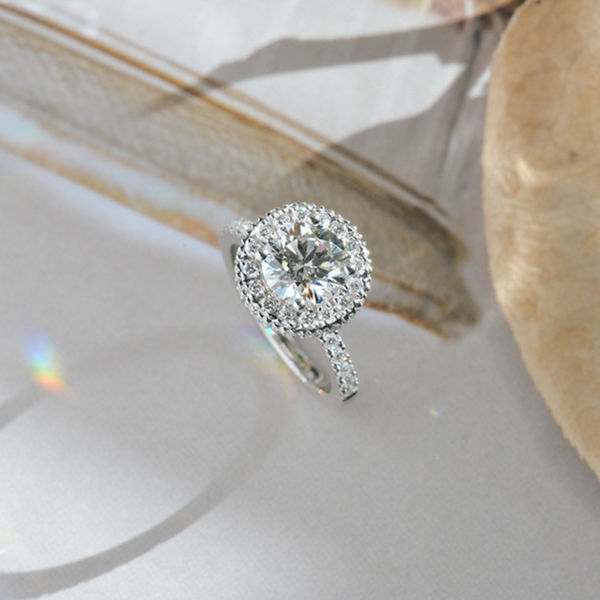Double Halo Round Engagement Ring-side
