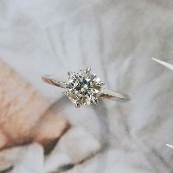 Round 6-Prong Knife-Edge Engagement Ring -side