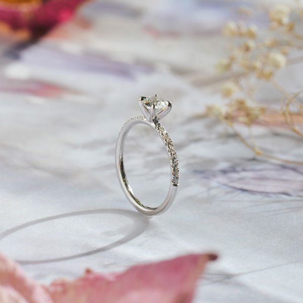 Classic 4-Prong Round Engagement Ring With Pavé-profile