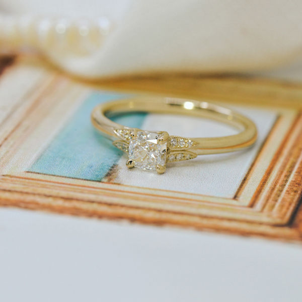 Square Cushion Engagement Ring With Round Prongs-side