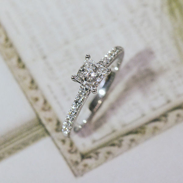 Princess Pavé Engagement Ring -side