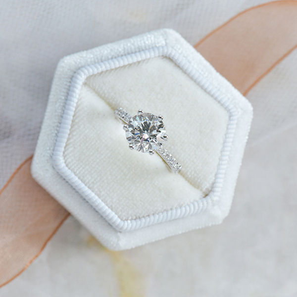 Trellis Style Classic Round 6-Prong Engagement Ring-top