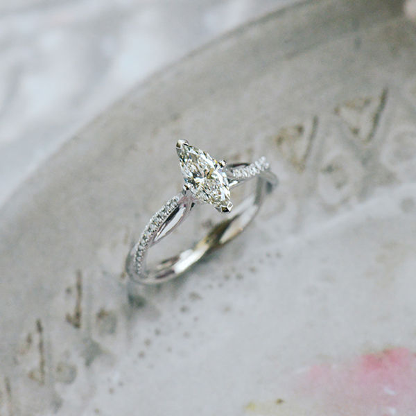 Marquise Engagement Ring With Pavé Twist Band-top