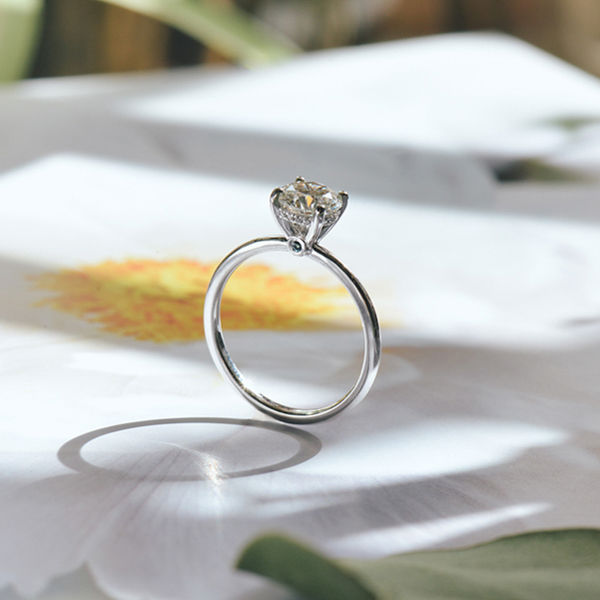 Classic Round Solitaire Engagement Ring With Hidden Halo-profile