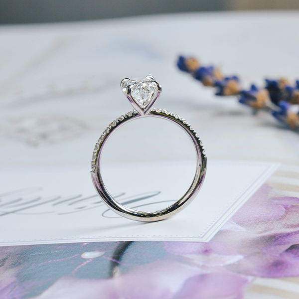 Oval Engagement Ring With 1.5mm Pavé Band-profile