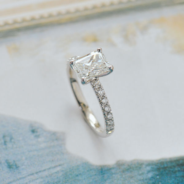 Radiant Round Prong Pave Engagement Ring-side