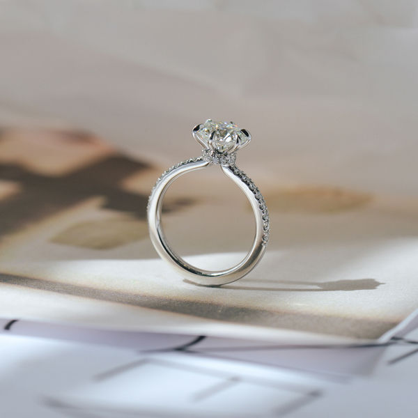 Classic Round Hidden Halo Engagement Ring With Pavé-profile