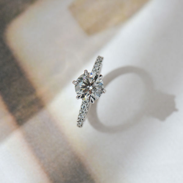 Classic Round Hidden Halo Engagement Ring With Pavé-top