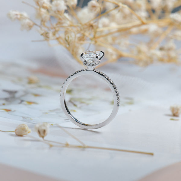 Radiant Classic Engagement Ring with Pavé-profile