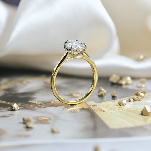 5-Prong Two-Tone Pear Solitaire Engagement Ring-profile