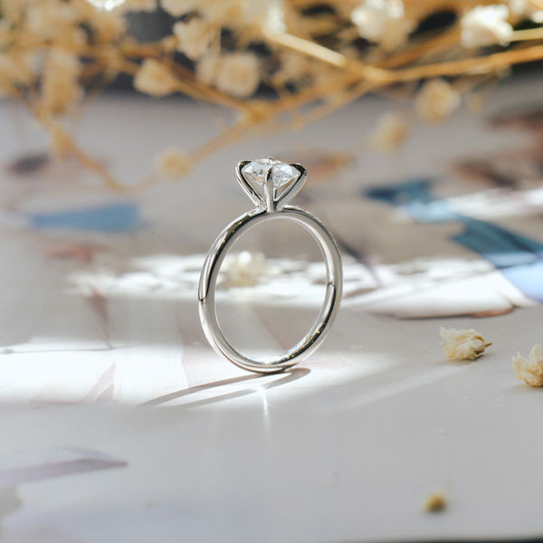 Classic Oval Solitaire Engagement Ring With Fine Tip Prongs-profile