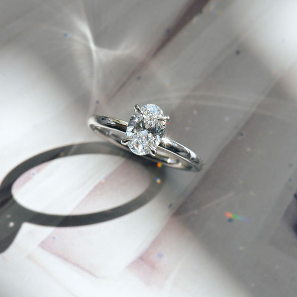 Classic Oval Solitaire Engagement Ring With Fine Tip Prongs-top