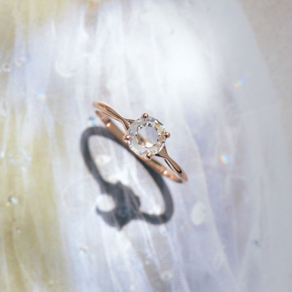 Rose Cut Round Engagement Ring-side