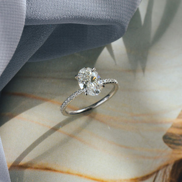 Classic Oval Engagement Ring With Fine Tip Prongs-side