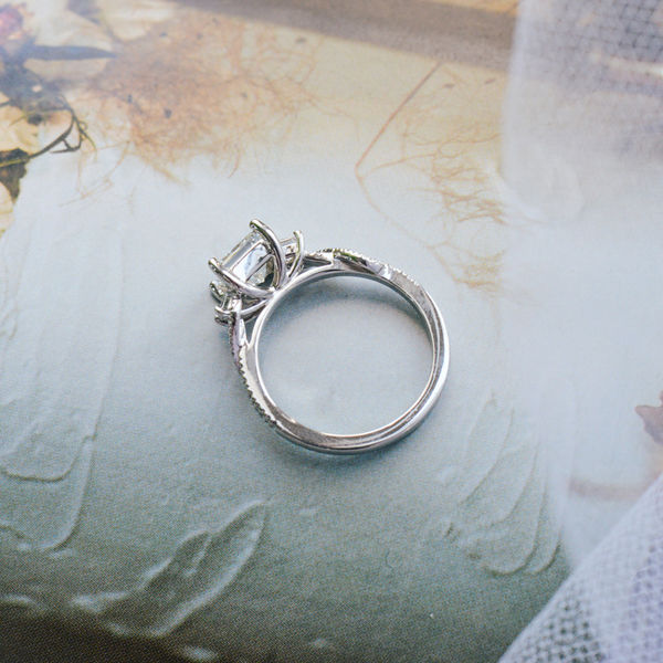 3-Stone Princess Engagement Ring With Pavé Twist Band-profile