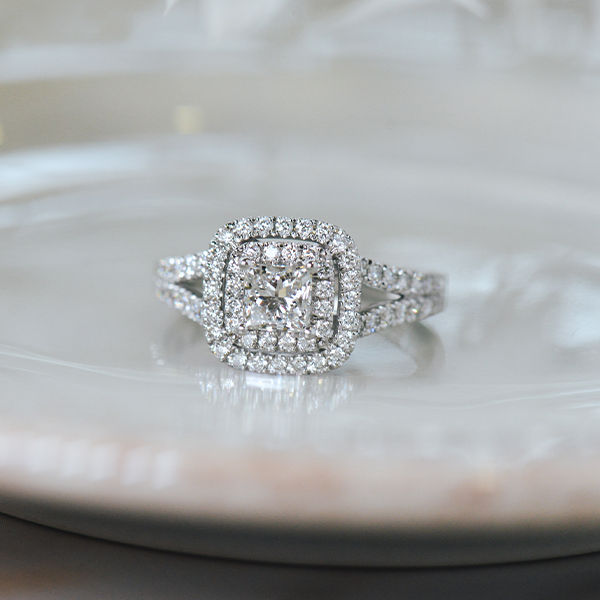 Princess Double Halo Engagement Ring -top
