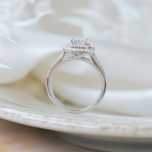 Princess Double Halo Engagement Ring -profile