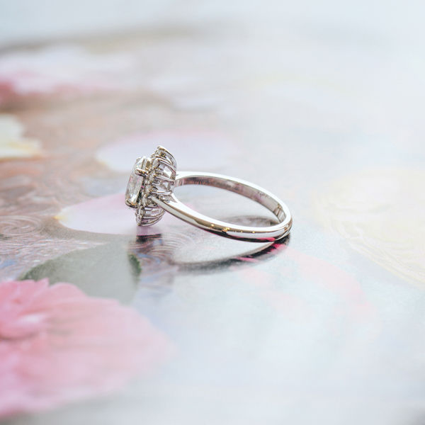 Star Halo Oval Engagement Ring-side