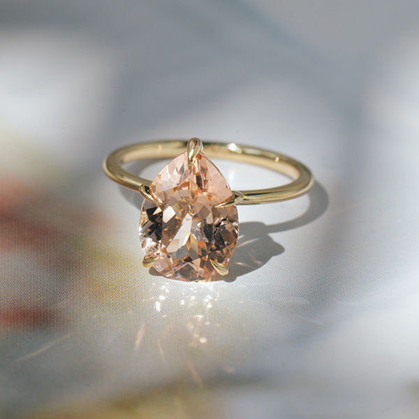 Pear Morganite Pear Solitaire Engagement Ring-top
