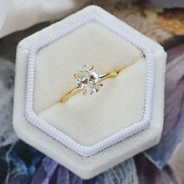 Oval Engagement Ring with Hidden Halo-top