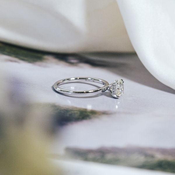 Classic Round Engagement Ring With Hidden Halo-side