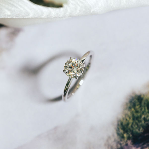 Classic Round Engagement Ring With Hidden Halo-top