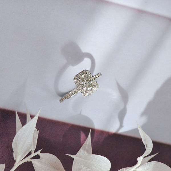 Custom Halo Radiant Engagement Ring-top